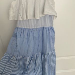 Tiered light blue and patterned Zara cotton dress size S